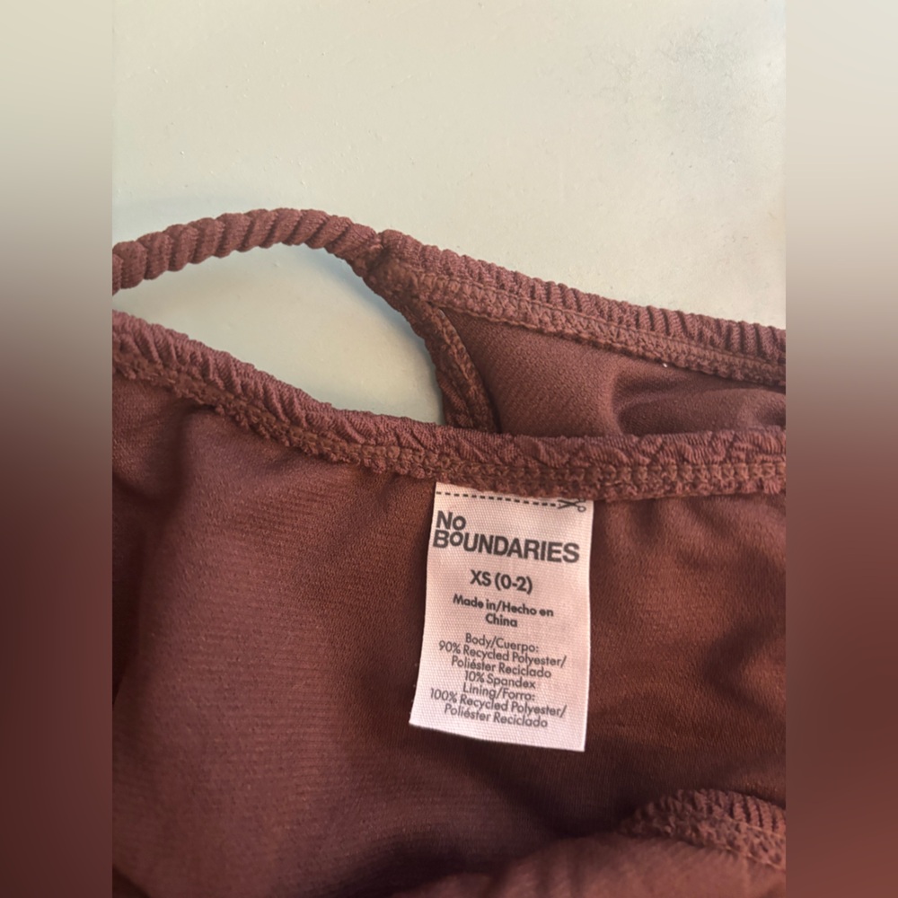 Walmart:No Boundaries Herringbone Crinkle Triangle Brown Bikini Set!🪐 - Picture 6 of 6